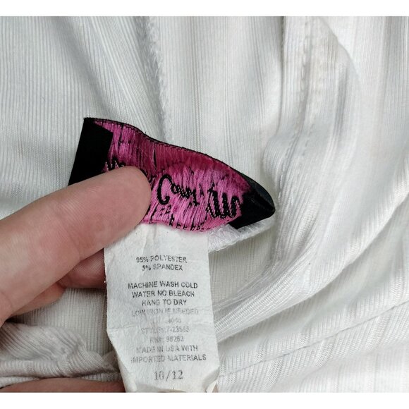 Kids Cant Miss Ribbed White Hooded Top Girls 10/12 Drawstring Sides Shirt Hoodie - Picture 4 of 16